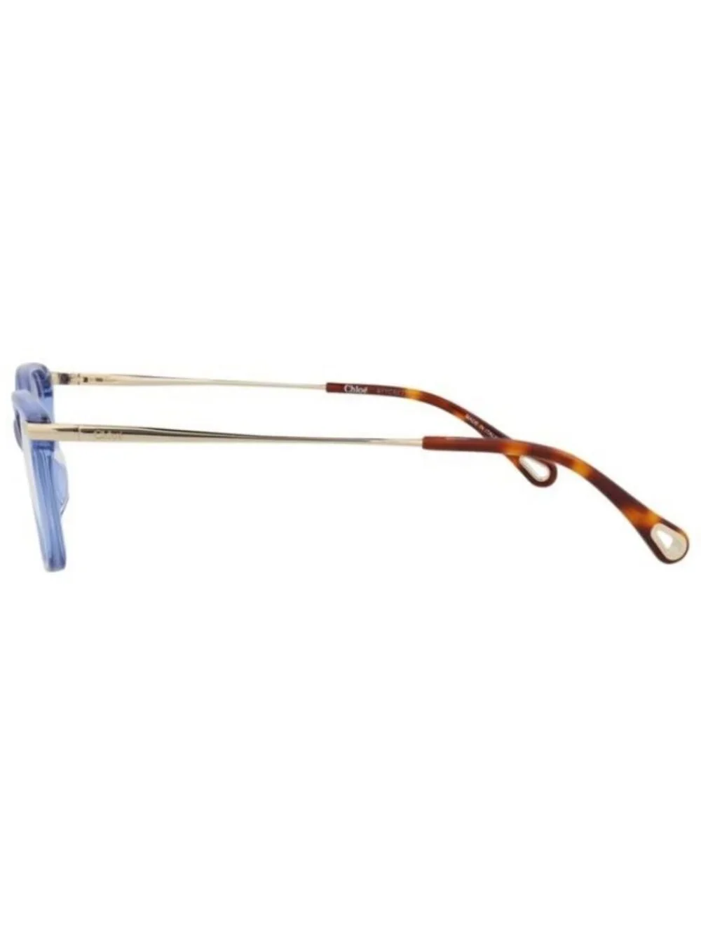 New Chloé Womens Square/Rectangle Blue Gold Transparent Fashion Designer Eyeglas